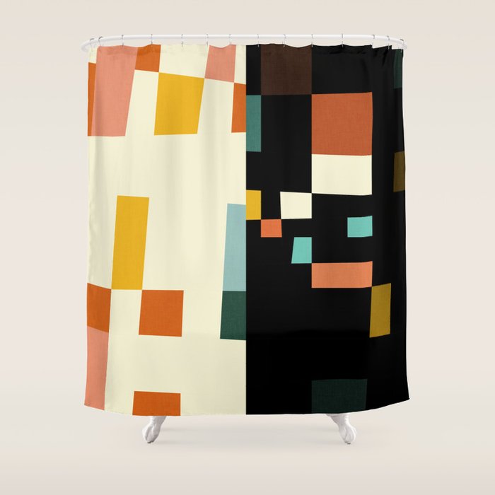 two in one, checker abstract Shower Curtain Gallery Image 1