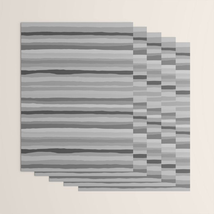 Gray Monochrome Serrate Minimal Stripes Pattern Wrapping Paper Gallery Image 3