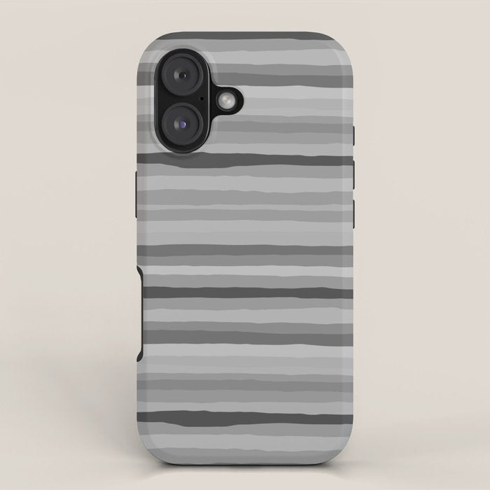 Gray Monochrome Serrate Minimal Stripes Pattern iPhone Case Gallery Image 1