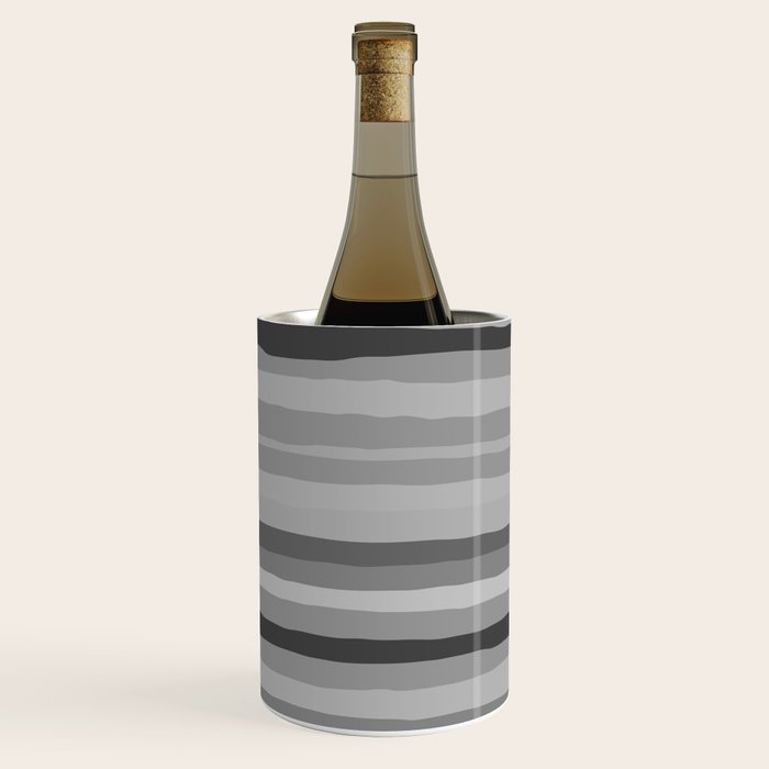 Gray Monochrome Serrate Minimal Stripes Pattern Wine Chiller Gallery Image 1