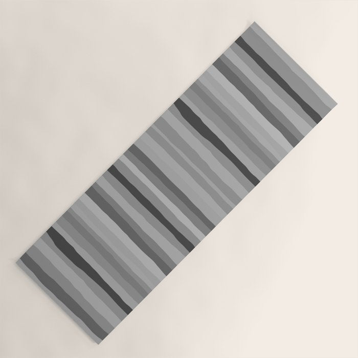 Gray Monochrome Serrate Minimal Stripes Pattern Yoga Mat Gallery Image 1