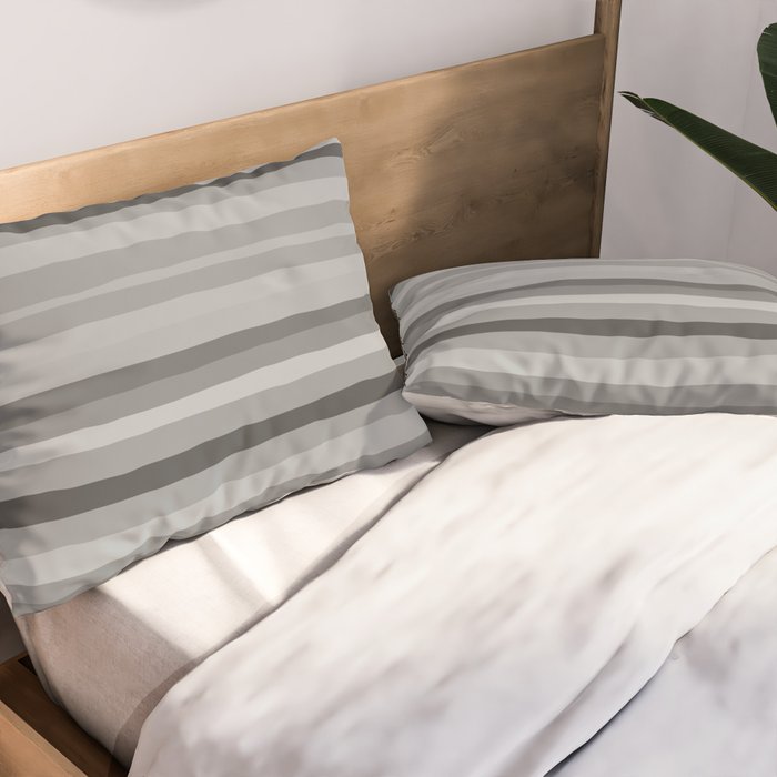 Gray Monochrome Serrate Minimal Stripes Pattern Pillow Sham Gallery Image 2