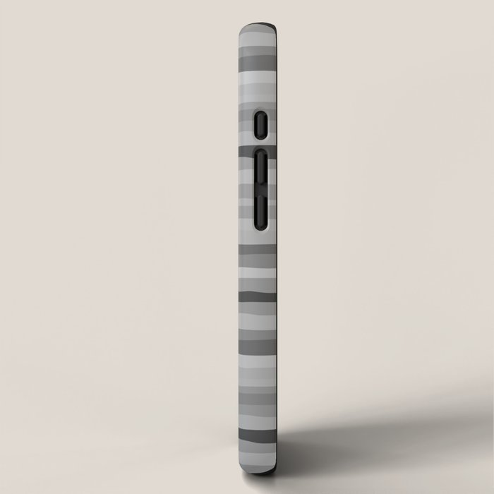 Gray Monochrome Serrate Minimal Stripes Pattern iPhone Case Gallery Image 2