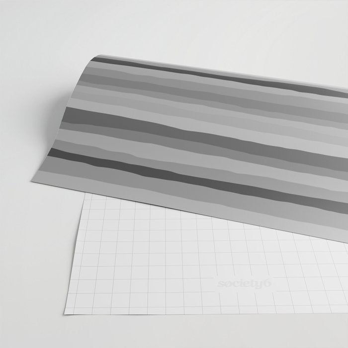 Gray Monochrome Serrate Minimal Stripes Pattern Wrapping Paper Gallery Image 2