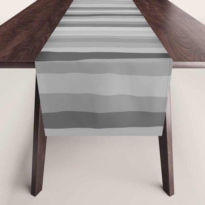 Gray Monochrome Serrate Minimal Stripes Pattern Table Runner Gallery Image 1