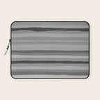 Gray Monochrome Serrate Minimal Stripes Pattern Laptop Sleeve Gallery Image 1