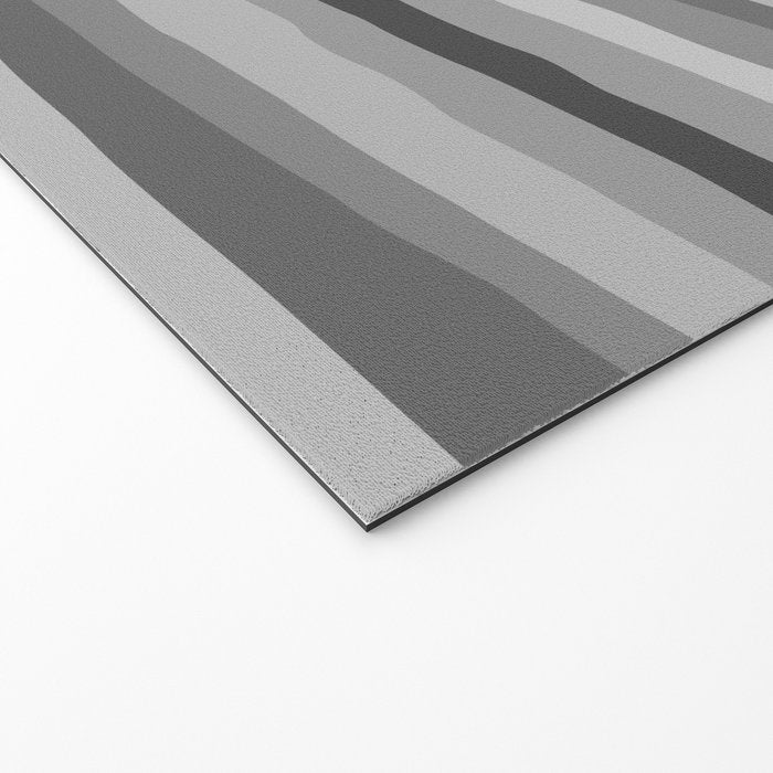 Gray Monochrome Serrate Minimal Stripes Pattern Welcome Mat Gallery Image 2