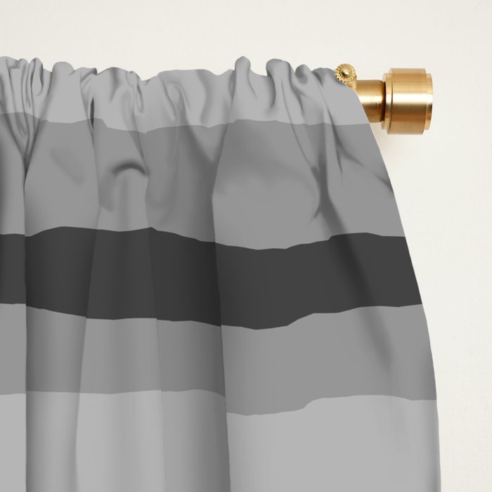 Gray Monochrome Serrate Minimal Stripes Pattern Window Curtain Gallery Image 2