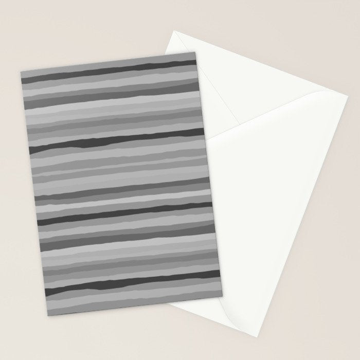 Gray Monochrome Serrate Minimal Stripes Pattern Stationery Card Gallery Image 2