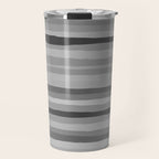 Gray Monochrome Serrate Minimal Stripes Pattern Travel Mug Gallery Image 1