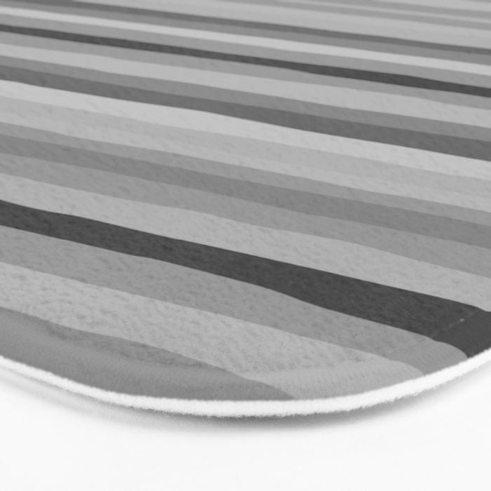 Gray Monochrome Serrate Minimal Stripes Pattern Bath Mat Gallery Image 3