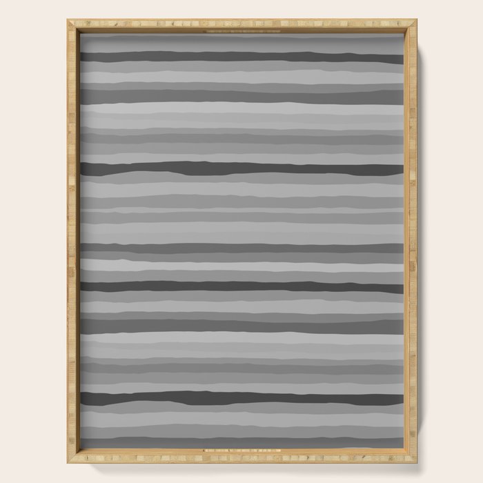 Gray Monochrome Serrate Minimal Stripes Pattern Serving Tray Gallery Image 1