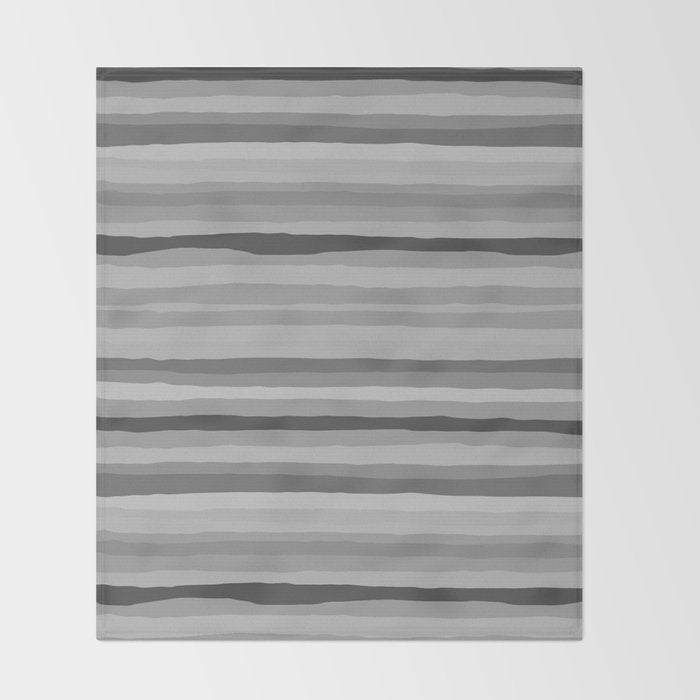 Gray Monochrome Serrate Minimal Stripes Pattern Throw Blanket Gallery Image 2
