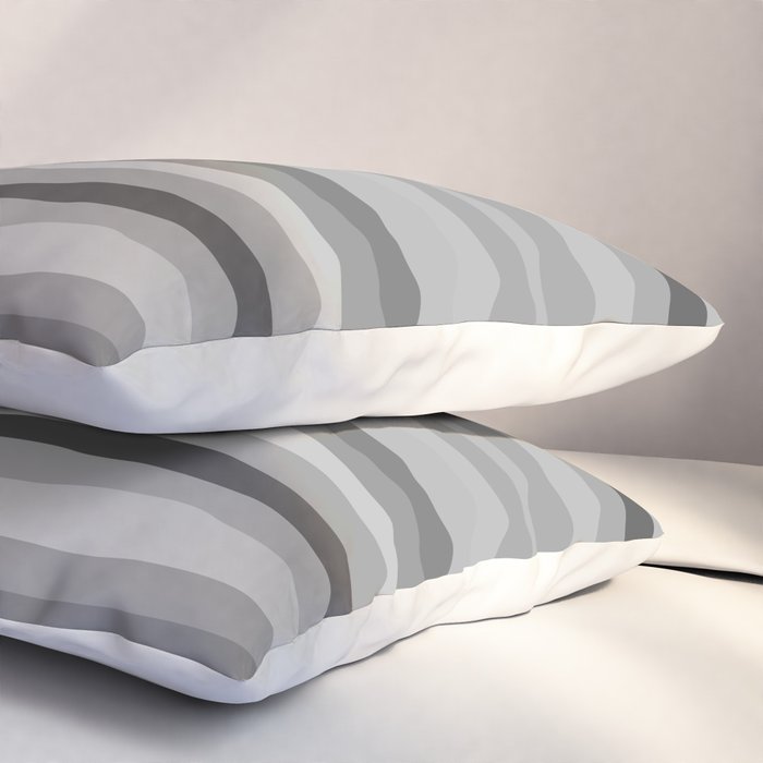 Gray Monochrome Serrate Minimal Stripes Pattern Pillow Sham Gallery Image 3