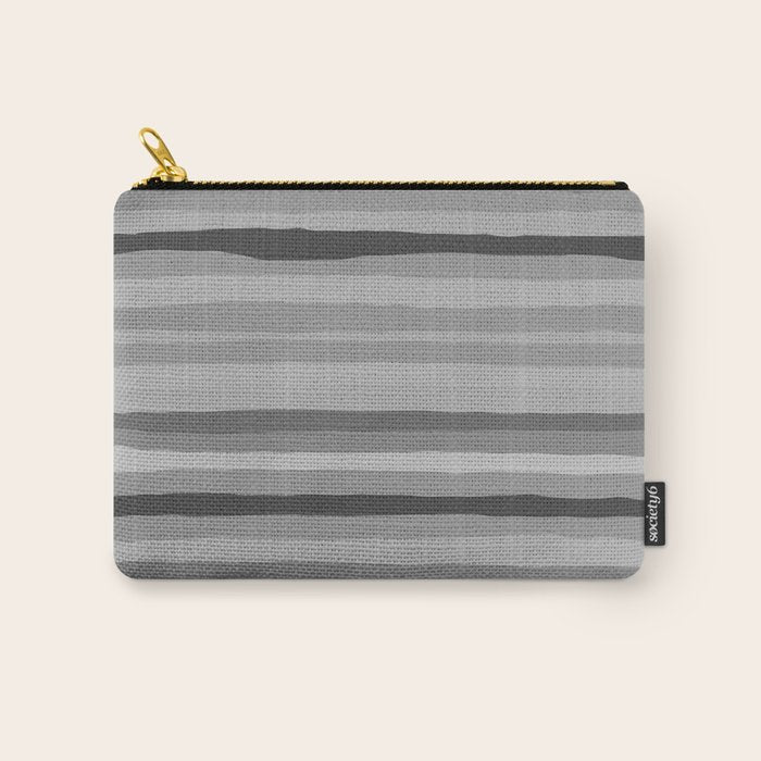 Gray Monochrome Serrate Minimal Stripes Pattern Carry All Pouch Gallery Image 1