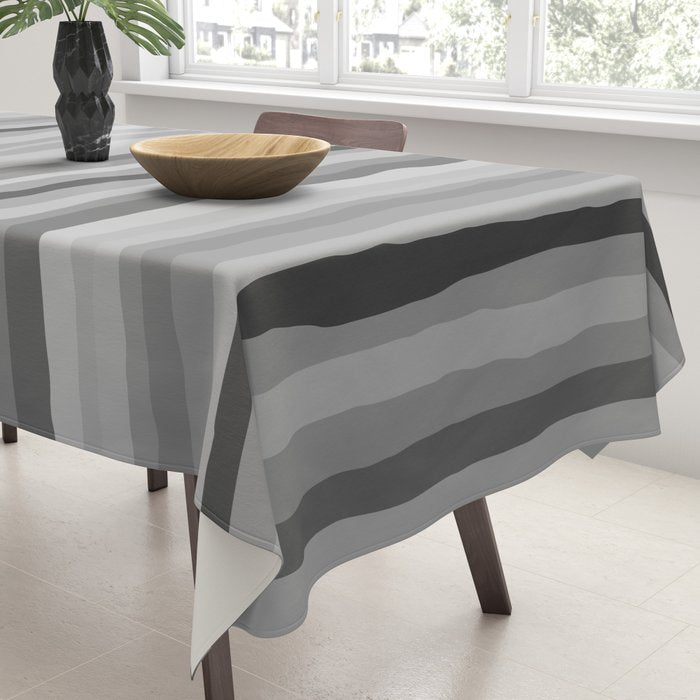 Gray Monochrome Serrate Minimal Stripes Pattern Tablecloth Gallery Image 3