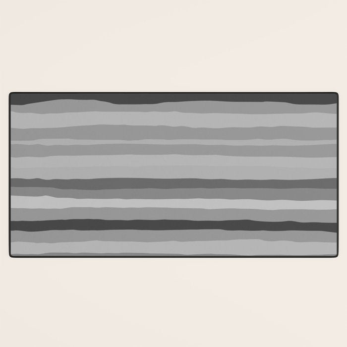 Gray Monochrome Serrate Minimal Stripes Pattern Desk Mat Gallery Image 3