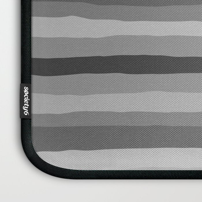 Gray Monochrome Serrate Minimal Stripes Pattern Laptop Sleeve Gallery Image 3
