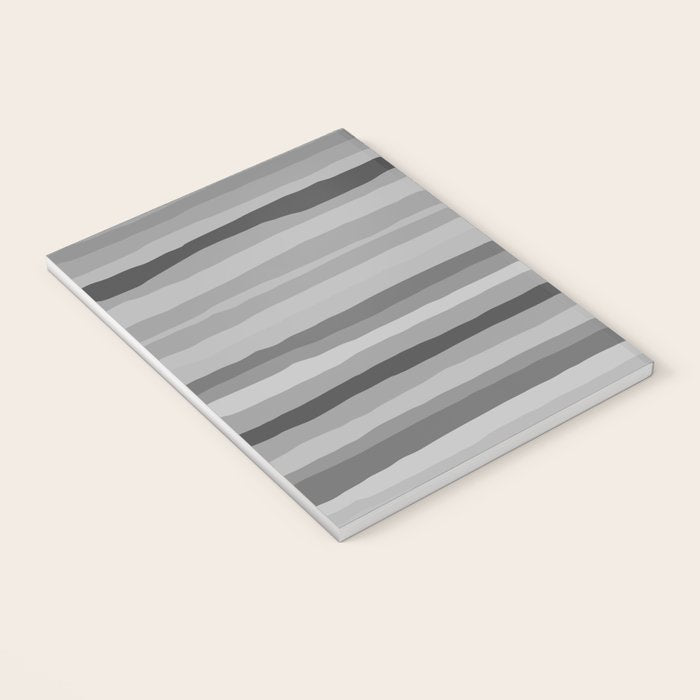Gray Monochrome Serrate Minimal Stripes Pattern Notebook Gallery Image 3