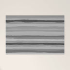 Gray Monochrome Serrate Minimal Stripes Pattern Welcome Mat Gallery Image 1