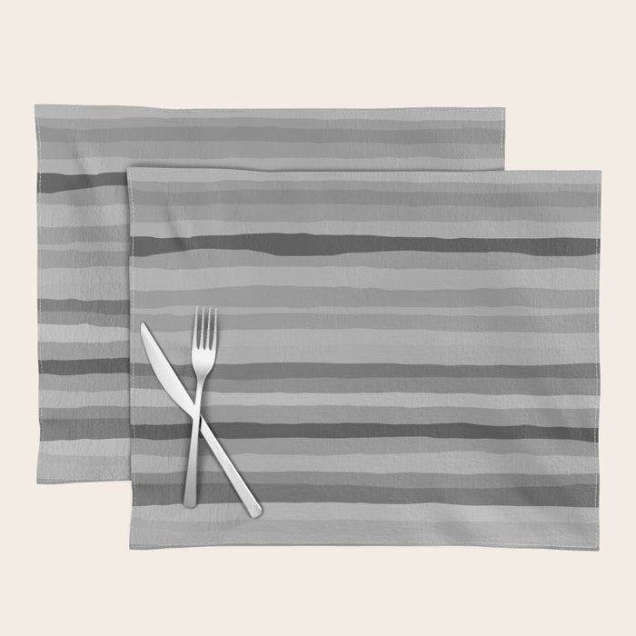 Gray Monochrome Serrate Minimal Stripes Pattern Placemat Gallery Image 1