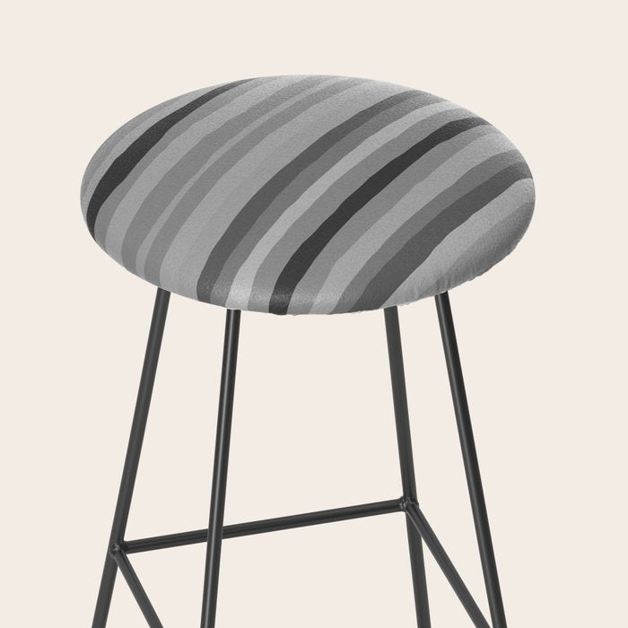 Gray Monochrome Serrate Minimal Stripes Pattern Stool Gallery Image 2