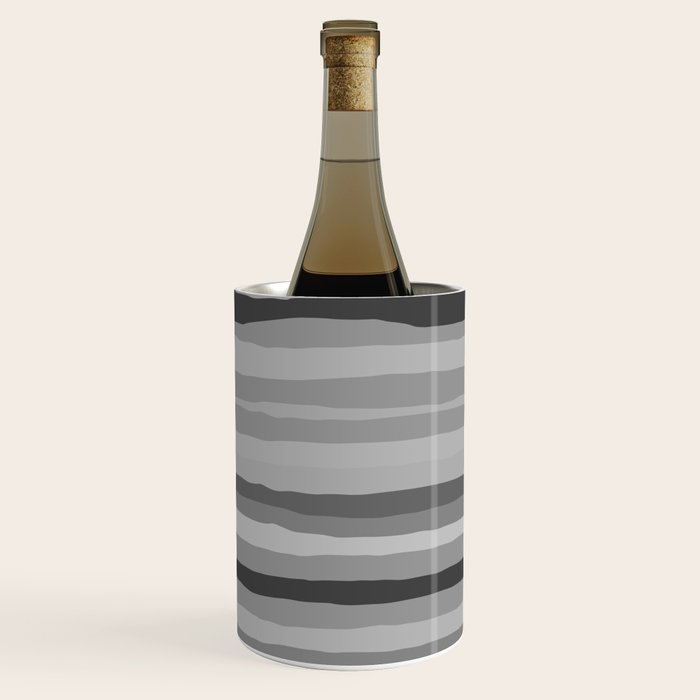Gray Monochrome Serrate Minimal Stripes Pattern Wine Chiller Gallery Image 2