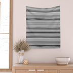 Gray Monochrome Serrate Minimal Stripes Pattern Wall Tapestry Gallery Image 2