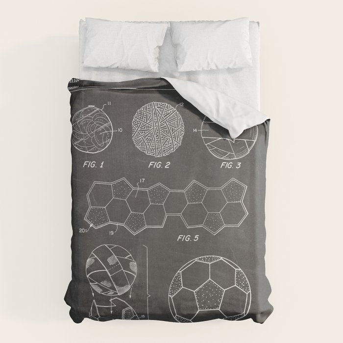 Soccer Ball Patent - Football Art - Black Chalkboard Duvet Cover Gallery Image 1