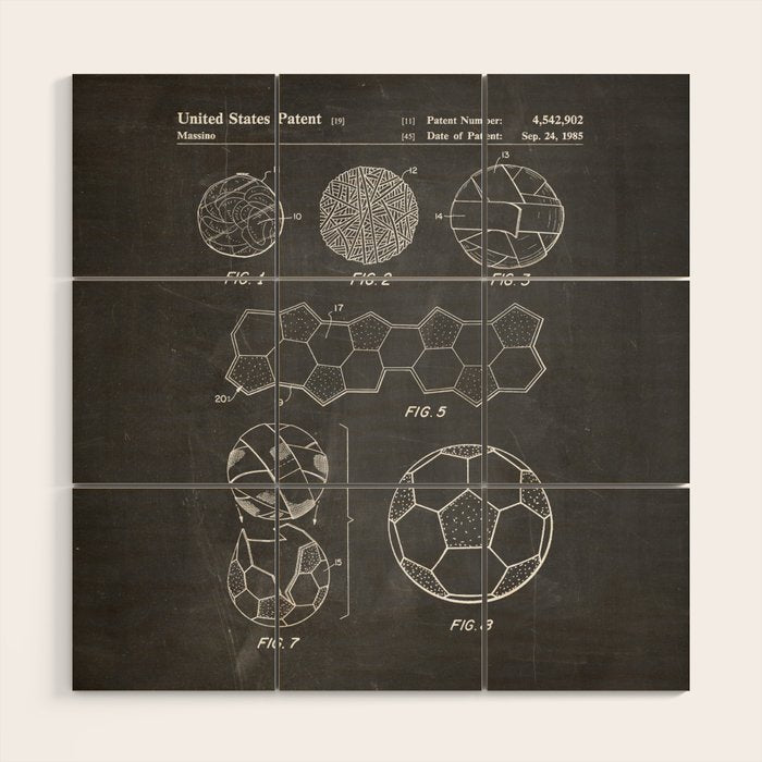 Soccer Ball Patent - Football Art - Black Chalkboard Wood Wall Art Gallery Image 1