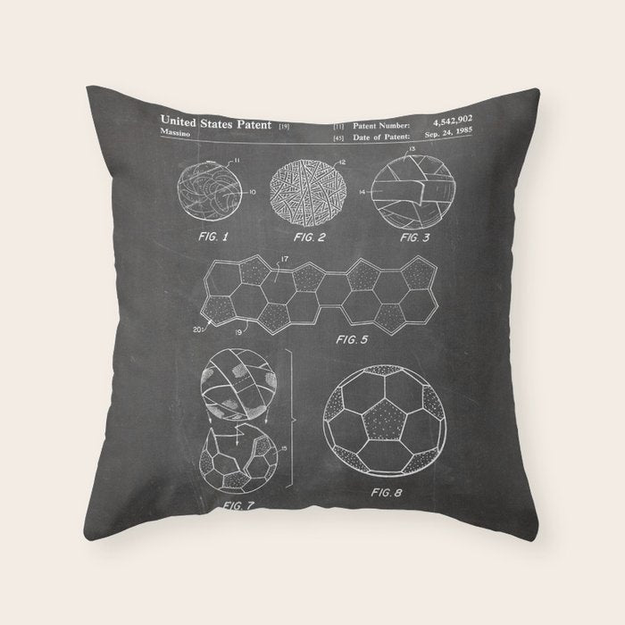 Soccer Ball Patent - Football Art - Black Chalkboard Throw Pillow Gallery Image 6