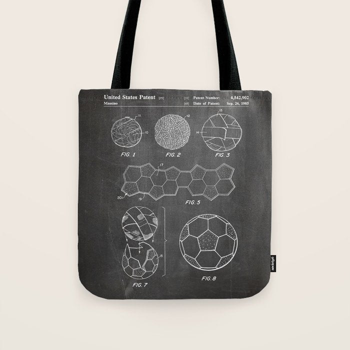 Soccer Ball Patent - Football Art - Black Chalkboard Tote Bag Gallery Image 1