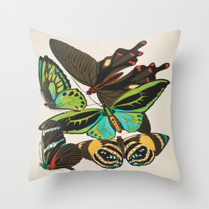 Vintage Butterfly Illustration EA Seguy Papillon Throw Pillow Gallery Image 6