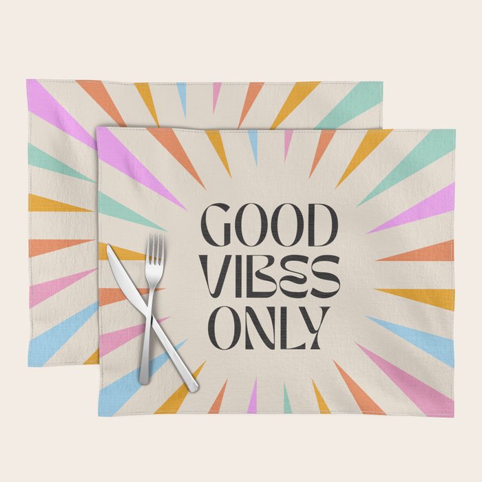 Good Vibes Only - Retro colourful Sunburst  Placemat Gallery Image 1