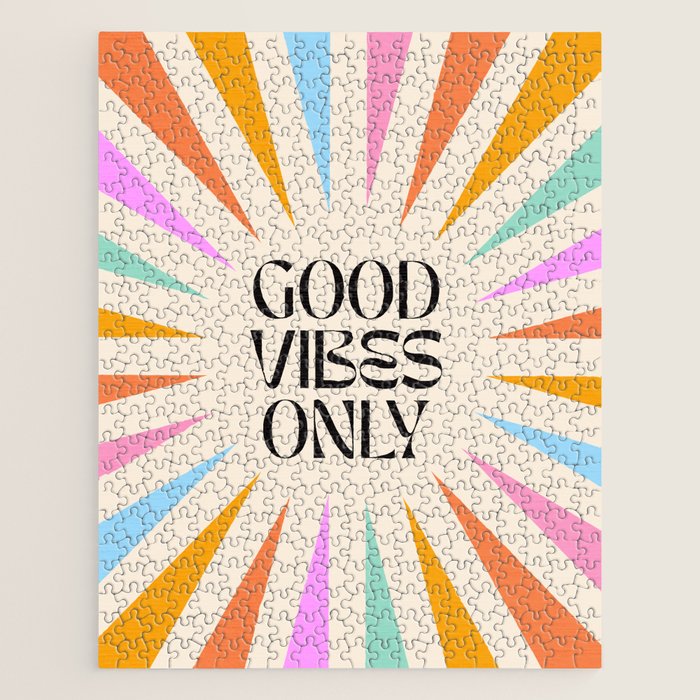 Good Vibes Only - Retro colourful Sunburst  Jigsaw Puzzle Gallery Image 1