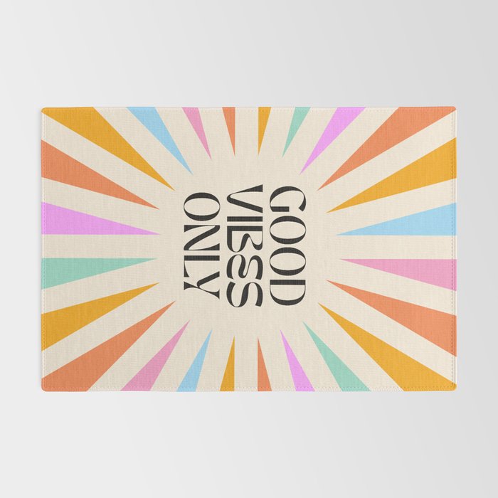 Good Vibes Only - Retro colourful Sunburst  Rug Gallery Image 2