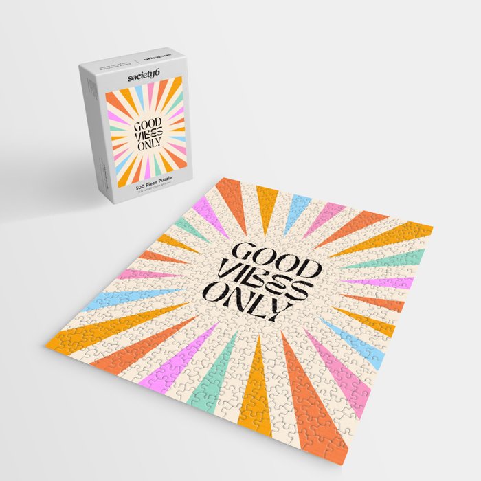 Good Vibes Only - Retro colourful Sunburst  Jigsaw Puzzle Gallery Image 2