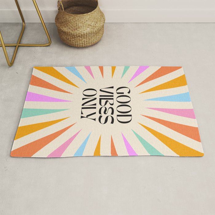 Good Vibes Only - Retro colourful Sunburst  Rug Gallery Image 1