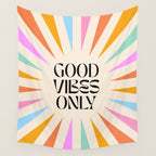 Good Vibes Only - Retro colourful Sunburst  Wall Tapestry Gallery Image 4