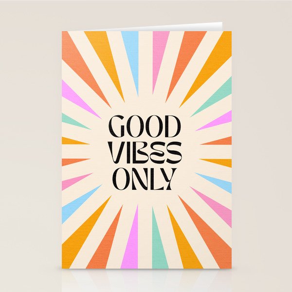 Good Vibes Only - Retro colourful Sunburst  Stationery Card Gallery Image 2