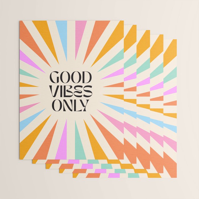 Good Vibes Only - Retro colourful Sunburst  Wrapping Paper Gallery Image 3