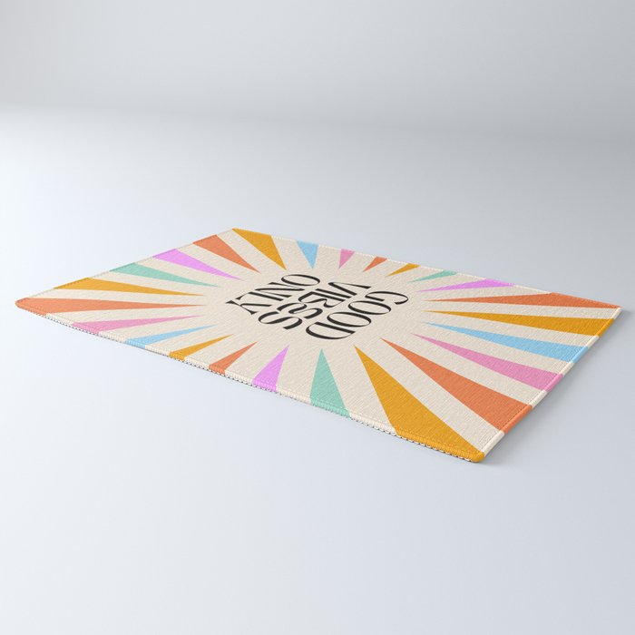 Good Vibes Only - Retro colourful Sunburst  Rug Gallery Image 3