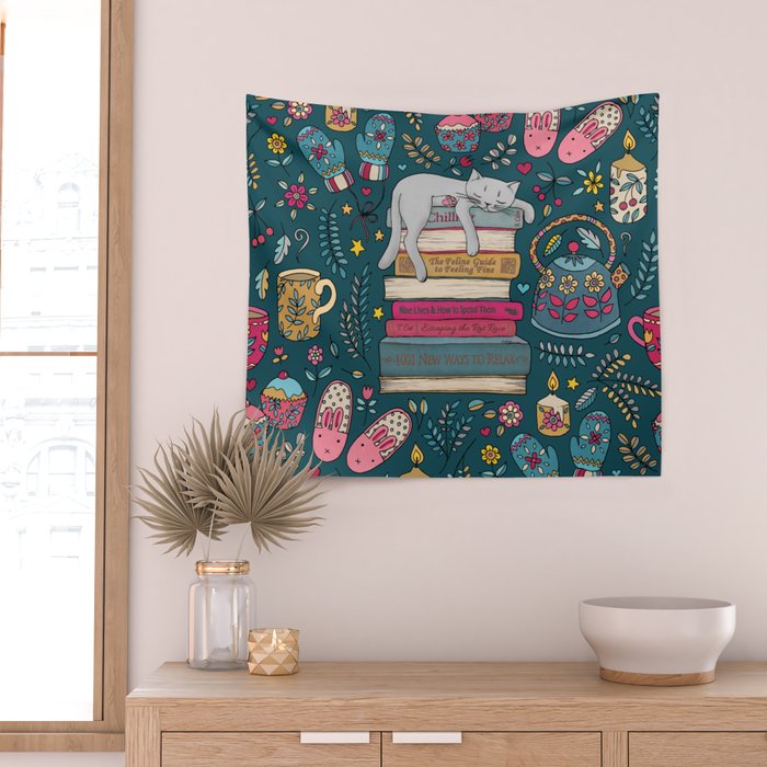 How to Hygge Like a Cat Wall Tapestry Gallery Image 2