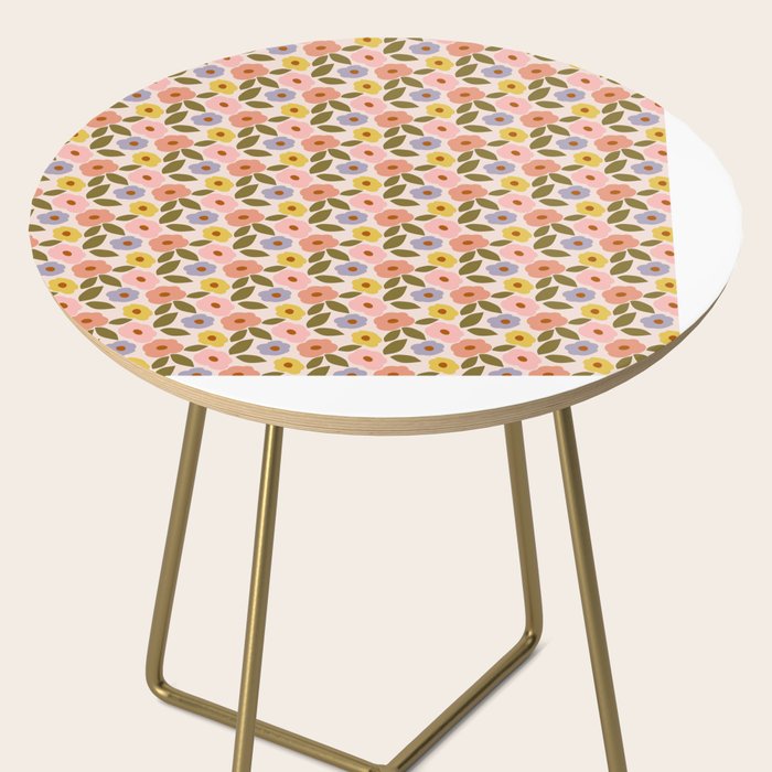 Muted Retro Ditsy Floral Pattern - Vintage Flowers Seamless Design Side Table Gallery Image 2