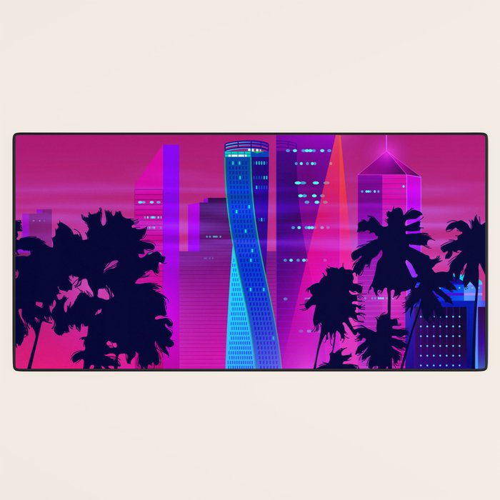Synthwave Neon City #15: Vice city Desk Mat Gallery Image 3