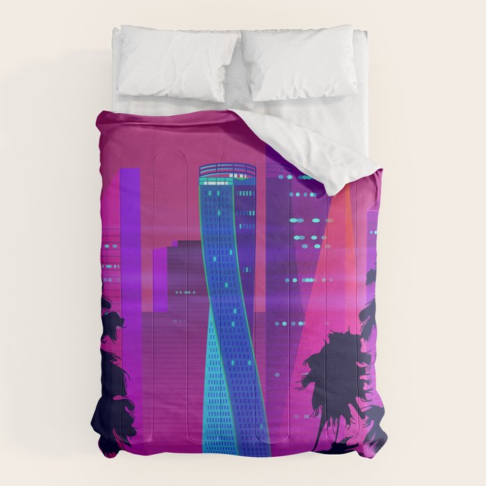 Synthwave Neon City #15: Vice city Comforter Gallery Image 6