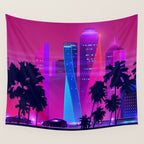 Synthwave Neon City #15: Vice city Wall Tapestry Gallery Image 4