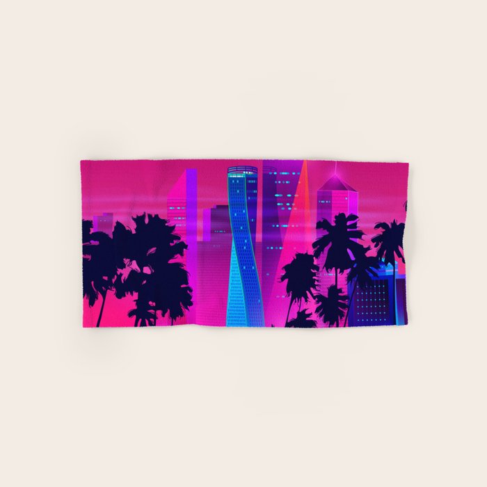 Synthwave Neon City #15: Vice city Bath Towel