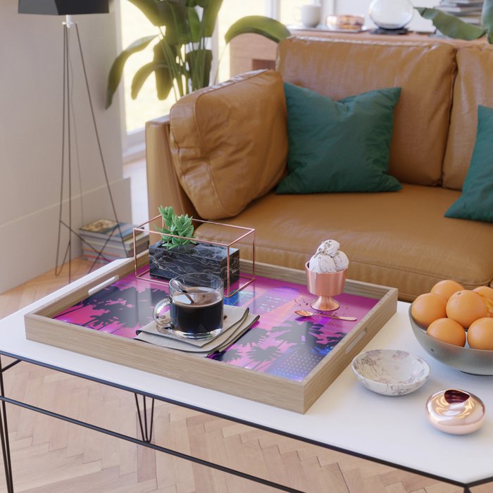 Synthwave Neon City #15: Vice city Serving Tray Gallery Image 2