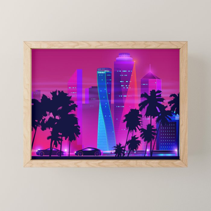 Synthwave Neon City #15: Vice city Mini Art Print Gallery Image 1